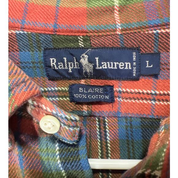 VTG Ralph Lauren Men's Blaire Chamois Flannel Button Down L/S Plaid Shirt  Sz L - Picture 6 of 10